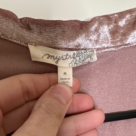 Mystree Velvet Button-Down Shirt in Pink - Picture 2 of 5